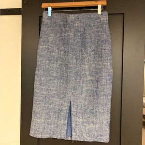 Ann Taylor Blue Chambray Pencil Skirt - 4